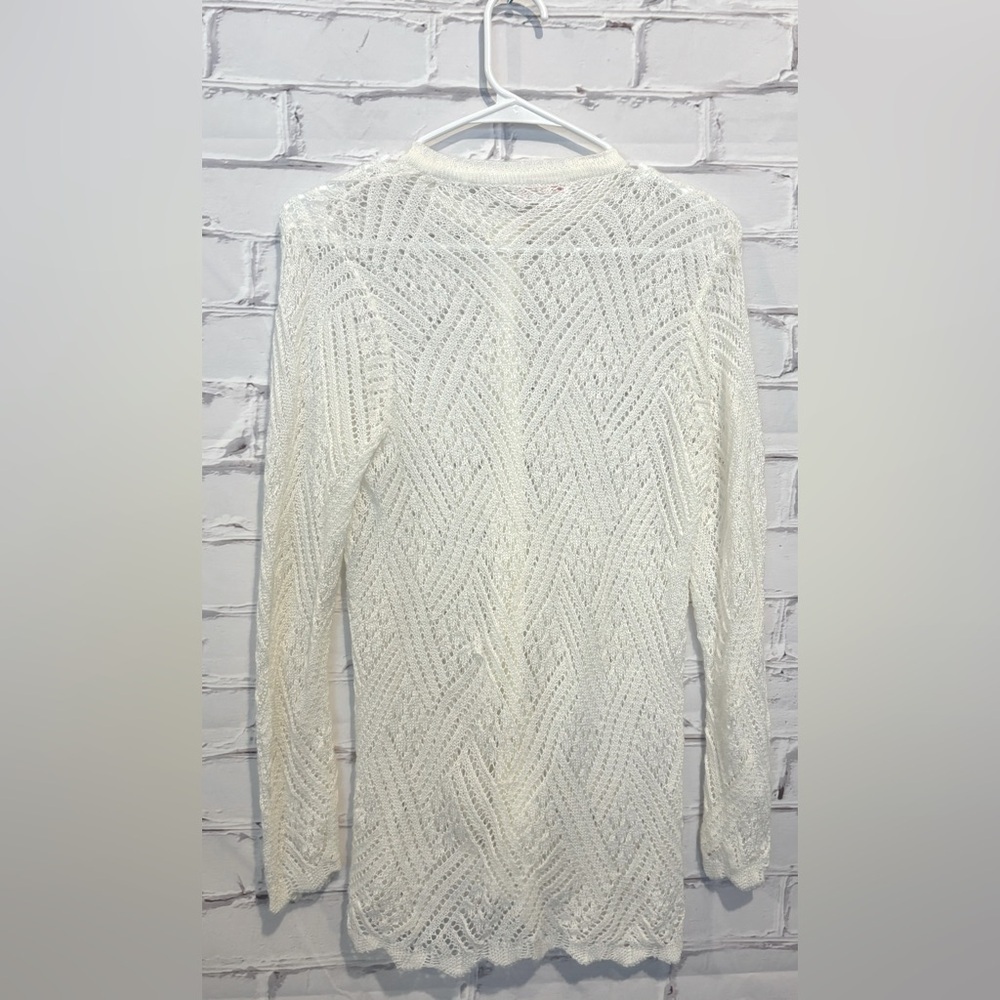 Bradley Off White Knit 60s Vintage Button Down Crew Cardigan Sweater Size Medium - Picture 4 of 6
